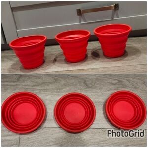 Set of Three Red Collapsible Cups